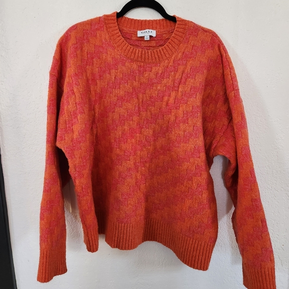 Gilli Sweaters - Gilli Orange Pink Zig Zag Cozy Sweater Size L Boho Colorful